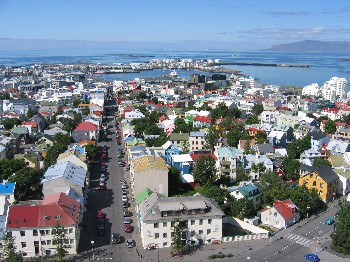 Uitzicht op centrum Reykjavik