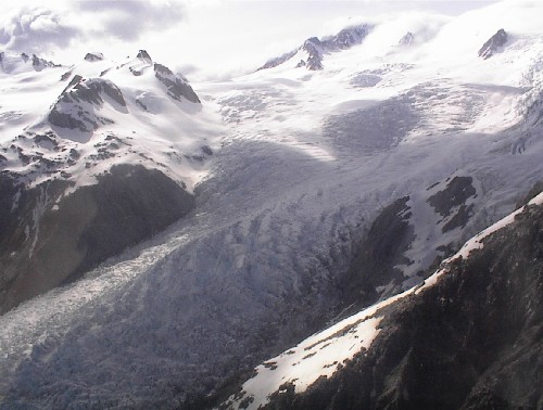 Franz Josef gletsjer vanuit de lucht gezien